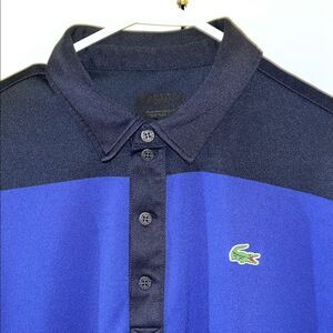 Blue stripe Lacoste Sport Authentic 2 Tone Golf Polo Tennis Novak wears Shirt-L